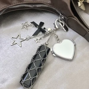 Sliver Stainless Steel Net Pocket Lipstick Bag Keychain Personalized Hand Lotion Lip Balm Holder Purse Key Chain