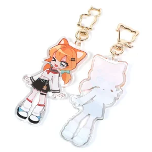Small Batch Custom Acrylic Keychain Holographic Anime Style Clear Plastic Keyring Custom Rounding Clear Acrylic Keychains