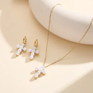 Small Batch Custom Logo Anti Fade Titanium Steel Girls Pearl Cross Wrist Accessories Source Factory Oem Odm