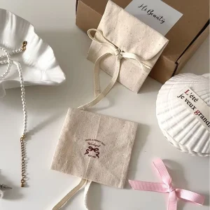 Small Drawstring Cotton Linen Unisex Storage Bag Jewelry Eyewear Gift Packaging Instagram Style Crystal Accessories Photo Prop