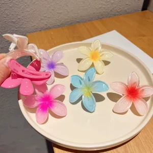 Small Fancy Hawaii Flower Alloy+Rhinestone Women’s Hair Clip Sweet Style Plastic Hair Accessory