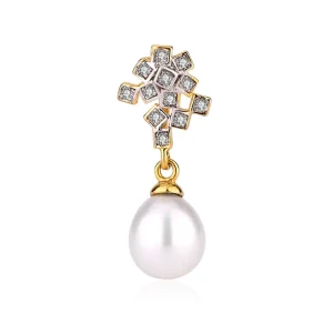 Small Gold Plated Sterling Silver Necklace with Pearl Pendant for Parties and Occasions