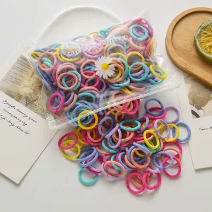 Small Hair Elastics for Girls Soft and Comfy Rubber Bands 100 PCS Hair Ties Multi Color