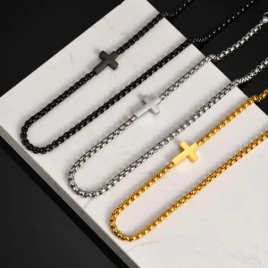 Small Heart Snake Chain Necklace Fashion Punky Men’s Stainless Steel PVD 18K Plain Anti Tarnish
