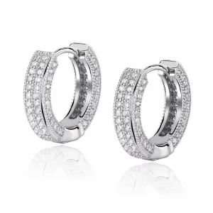 Small Hoop Earrings for Women Men Unisex Statement Jewelry Versatile Miro Pave CZ Brilliant Silver Golden