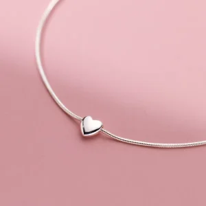 Small Love Heart Shape Charm Bracelet 925 Sterling Silver Snake Chain Bracelets Fashion Jewelry for Women