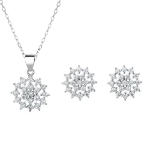 Snowflake Jewel Crystal Design Necklace Pendant Earring Set