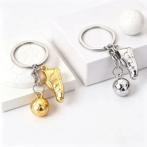 Soccer Shoe Ball Charm Keychain Sporty Football Themed Accent Bag Chain Two Tone Metal Accessory Keyring Athletic Fan Lover Gift