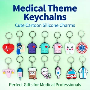 Soft Cartoon Medical Theme PVC Carabiner Keychains Cute Nurse Doctor Key Ring Gifts Healthcare Workers Nurse Day