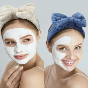 Soft Coral Fleece Bow Makeup Headband for Women Face Wash Spa Headband Hair Band for Skincare Bath Shower OEM Custom Logo