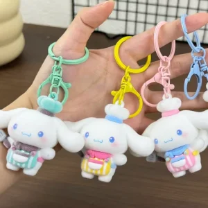 Soft Flock Puppy Chef Metal Keychain Cute Dog Baker Keyring Kawaii Animal Cartoon Bag Charm Backpack HangingDecor Gift