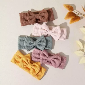 Soft Nylon Baby Headband With Double Bow Stretchy Hair Accessories for Newborn Infant Toddler Girls Gift