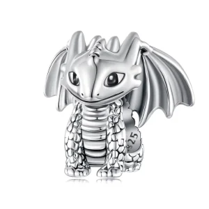 Solid 925 Sterling Silver Cute Flying Dragon Charm Pendant Fit Woman Original Bracelet DIY Jewelry Accessories Beads SCC3090