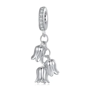 Solid 925 Sterling Silver Lily of the Valley Pendant Bead Fit Original Bracelet & Necklaces Jewelry DIY Bamoer Charm SCC2949