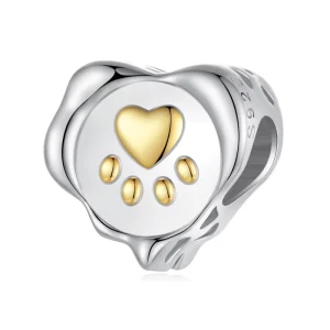 Solid 925 Sterling Silver Pawprint Seal Charm Bead Fit Original Bracelet DIY Jewelry Accessories Bamoer Beads SCC3007