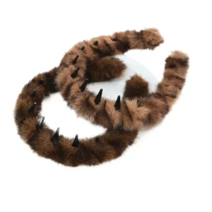 Solid Color Fluffy Fur Fashion Hair Hoop Padded Anti Slip Handmade Headband Simple Daily Use Valentine’s Day Gift Bulk