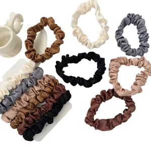 Solid Color Simple Hair Ties Satin Scrunchies and Head Flower Hair Accessories Women’s Hair Tie Rope and Rubber Band