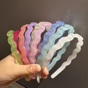 Solid Color Wash Face Headbands Summer Jelly-colored Toothed Anti-slip Wavy Hairband for Girls