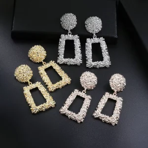 SongYi Exaggerated Big FashionTrend Geometric Shape Statement Long Drop Earrings