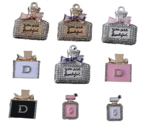 Source Factory Alloy Rhinestone Perfume Bottle Charms 18K Gold Plated Girly Costume Decor Accessory For Handbag Phone