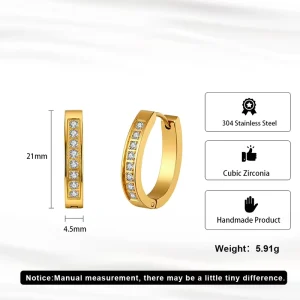 Source Factory Geometric Channel Inlaid Ear Studs Unisex Simple Fashion Accessory Custom Engrave Logo OEM ODM