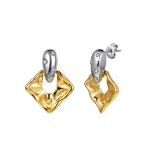 Source Factory Geometric Groove Inlaid Stud Earrings for Men Women Daily Wear Hypoallergenic Fashion Ear Jewelry