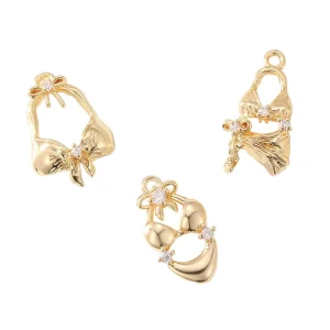 Source Factory Price Brass 14K Gold Plated Zircon Swimsuit Shaped Pendant DIY Necklace for Women Fashion Decoration