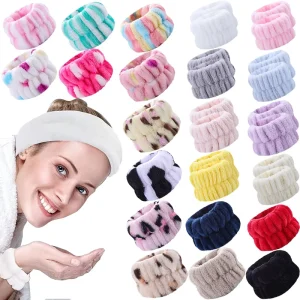 Spa Accessories Face Wash Wristbands with Headband Cute Wrist Sweatbands for Washing Face Cosmetic Makeup Hair Band
