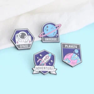 Space Series Pins Enamel Rocket Planet Astronaut Corsage Blouse Backpack Brooch Gift for Kids Friends Fashion Jewelry