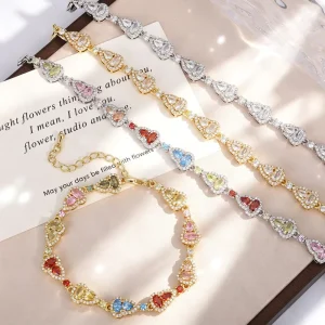 Sparkling Light Luxury Full Diamond Rhinestone Colorful Gourd Fashion Fine Jewelry Bracelets for Women