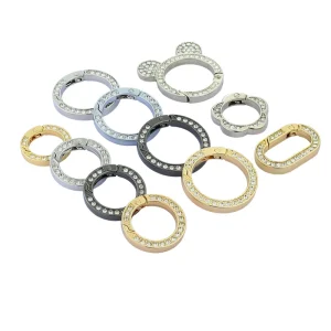 Sparkling Spring Clasp Open Jump Ring Bags Jewelry Keychains Gold Custom Logo Zinc Alloy Qiannuo Qn10 Waterproof Heavy Duty Bag
