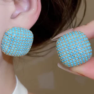 Sparkling Zircon square Earrings Luxury High end Fashion Earrings New Versatile Earrings