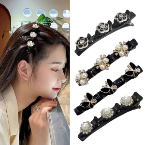 Sparkling crystal stone woven hairpin flower hair accessory for girls rhinestone braided hairpin sweet hair decoration