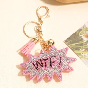 Sparkly Rhinestone Letter Keychain Pink Tassel Bag Pendant Bag Charm Shiny Drill Keyring As Gift Accessories