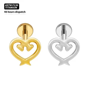 Spike Heart Cartilage Helix Couple Ear Lip Piercing Jewelry Labret Internal Thread ASTM F136 Titanium Earrings Valentine Gift