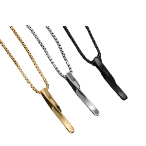 Spiral Necklace Personality Hip hop Stainless Steel Women’s Pendant Rectangular Fashion Geometric Accessories