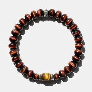 Spiritual Bracelet Red Tiger Eye Vintage 925 Silver Plated Brass Bracelet Mens Energy Fashion Jewelry Custom Spiritual Jewelry