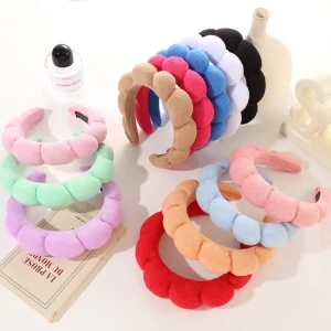 Sponge Headbands for Women Girls Puffy Hair Band Makeup Bubble Terry Cloth Spa Retro Hairband Women Hair Accessories