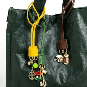 Sport Luxury Keychains Trendy Golf Tennis Rugby Helmet Pendant Leather Bag Charms for Handbag Hanging Game Day Gears Gift