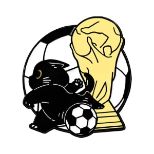 Sporty Black Cat Pin Badminton Basketball Kitty Cartoon Enamel Metal Brooch Custom Design Alloy Charm with Custom Logo