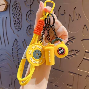 Sporty Theme Dumbbell and Weights Charms Keychain Bag Purse Charms Gift for Fitness Women and Men Cute Car Key Chains for Gym