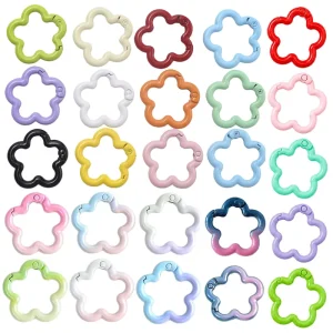 Spring Buckle Keychain Flower Plum Blossoms Cherry Open Ring Metal Carabiner Clasp Keychains Diy Accessories Bag Charm Connector