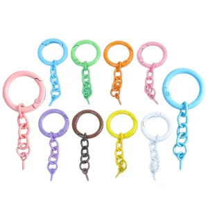 Spring Buckles Four Section Chains Sheep Horn Nails Keychain Accessories Colorful Keyring Accessory Plush Toy Charm Connector