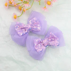 Spring Easter Hair Bows Candy Color organza Sequin Bow Hair Clips for Girls Shiny Princess Kids Easter Hair Accessories