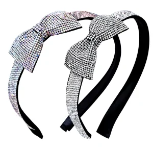Spring Summer French style Elegant Women’s High end Luxury Bow Rhinestone Headband Fairy Internet celebrity Style Hair Accessory