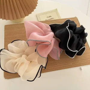 Spring Summer Mesh Hair Rope Large Intestine Hair Ring Women’s Handmade High Elasticity Simple French Korean Net Red DREAM
