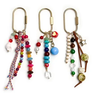 Spring Summer Seashell Pendant Beaded Bag Charm Rhinestone Keychain Bag Pendant Keychain Accessories