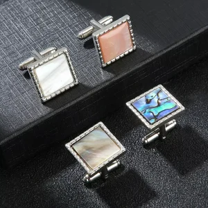 Square Agate Crystal Cufflinks Fashionable Luxury Cufflinks Party Shirt Accessories for Men