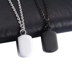 Square Cremation Pendant Chain Stainless Steel Urn Necklace for Pet Ashes Container Keepsake Charms Funeral Jewelry Accessories