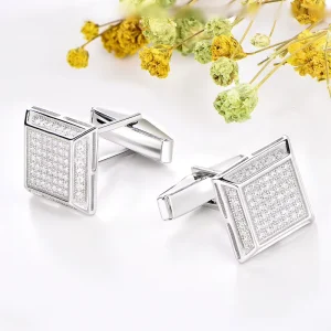 Square Cufflinks Jewelry Paved Diamonds Custom Cufflinks for Mens